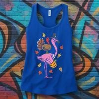 Turkey Pilgrim Flamingo Funny Thanksgiving Women's Tank Top thumb 3