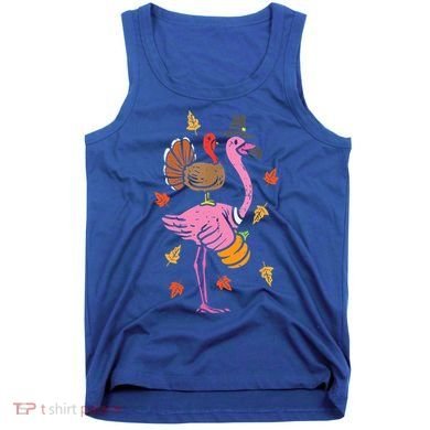 Turkey Pilgrim Flamingo Funny Thanksgiving Tank Top