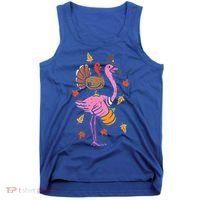 Turkey Pilgrim Flamingo Funny Thanksgiving Tank Top thumb 0