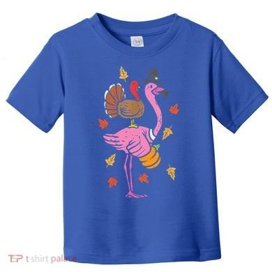 Turkey Pilgrim Flamingo Funny Thanksgiving Toddler T-Shirt