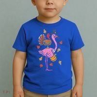 Turkey Pilgrim Flamingo Funny Thanksgiving Toddler T-Shirt thumb 2