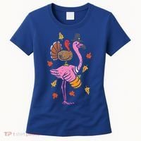 Turkey Pilgrim Flamingo Funny Thanksgiving Women's T-Shirt thumb 0