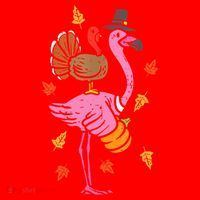 Turkey Pilgrim Flamingo Funny Thanksgiving Santa Hat thumb 1