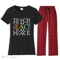 Teach Peace For Teachers And Educators Women's Flannel Pajama Set thumb 0