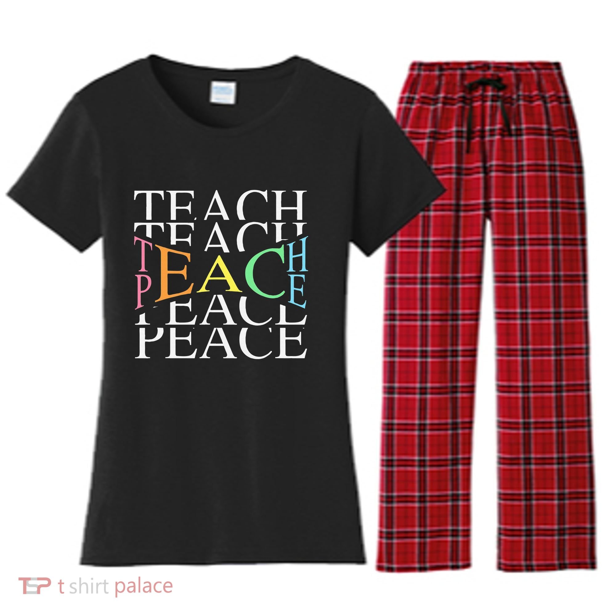 Teach Peace For Teachers And Educators Women's Flannel Pajama Set