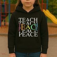 Teach Peace For Teachers And Educators Kids Hoodie thumb 3