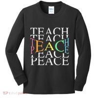 Teach Peace For Teachers And Educators Kids Long Sleeve Shirt thumb 0