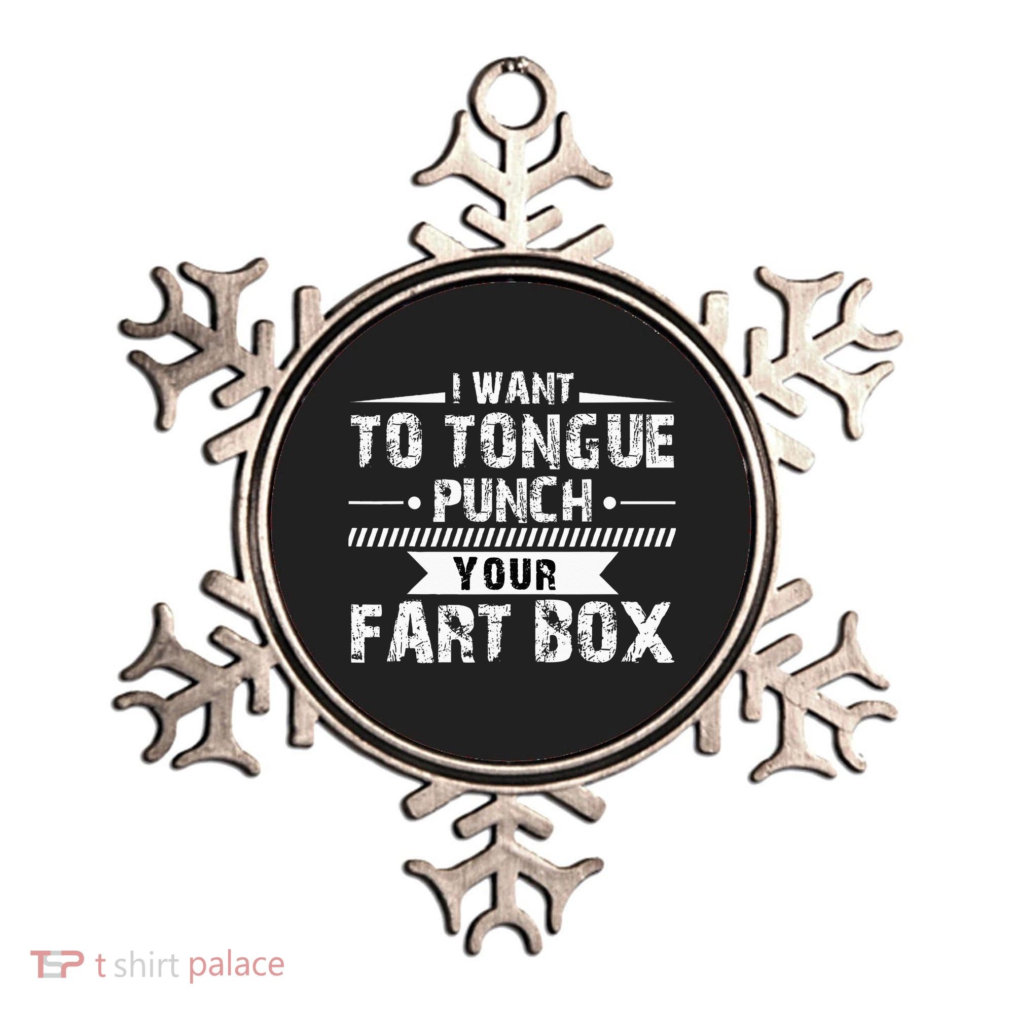 Tongue Punch Fart Box Funny Word Pun Humor Sarcasm Joke Gag Ornament