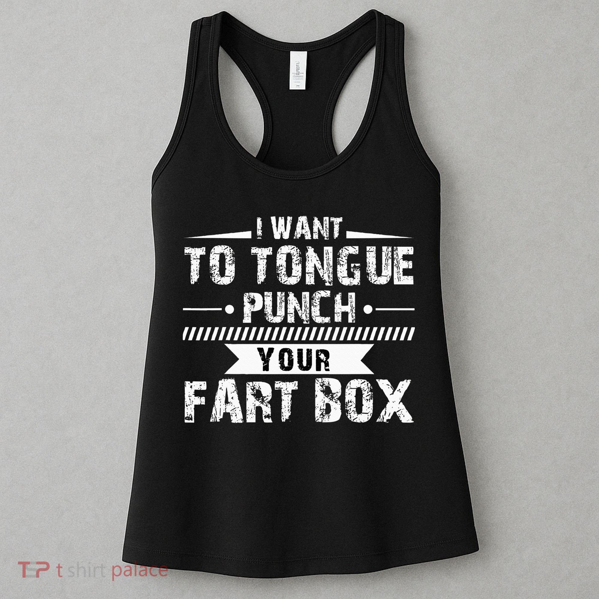 Tongue Punch Fart Box Funny Word Pun Humor Sarcasm Joke Gag Women's Tank Top