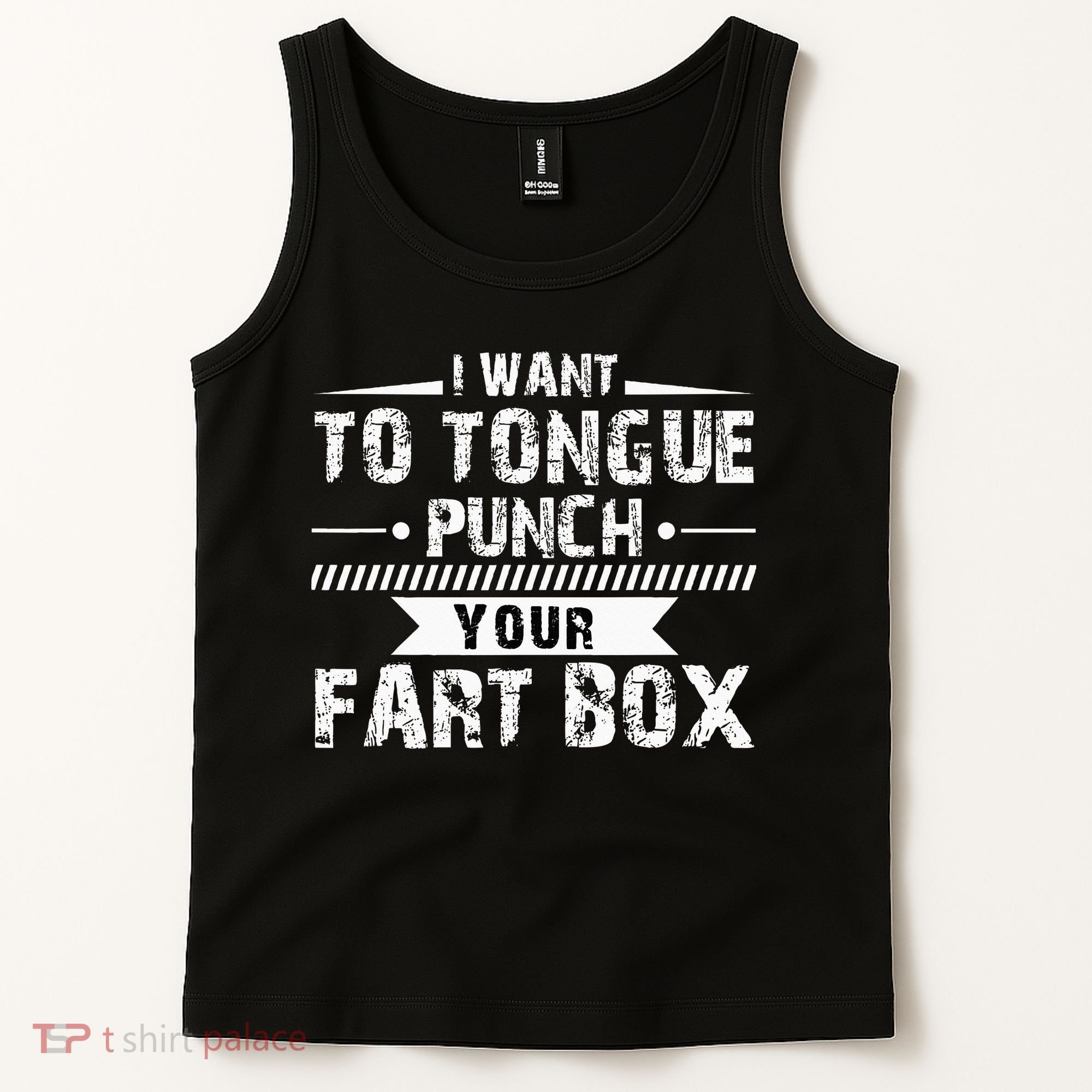 Tongue Punch Fart Box Funny Word Pun Humor Sarcasm Joke Gag Tank Top