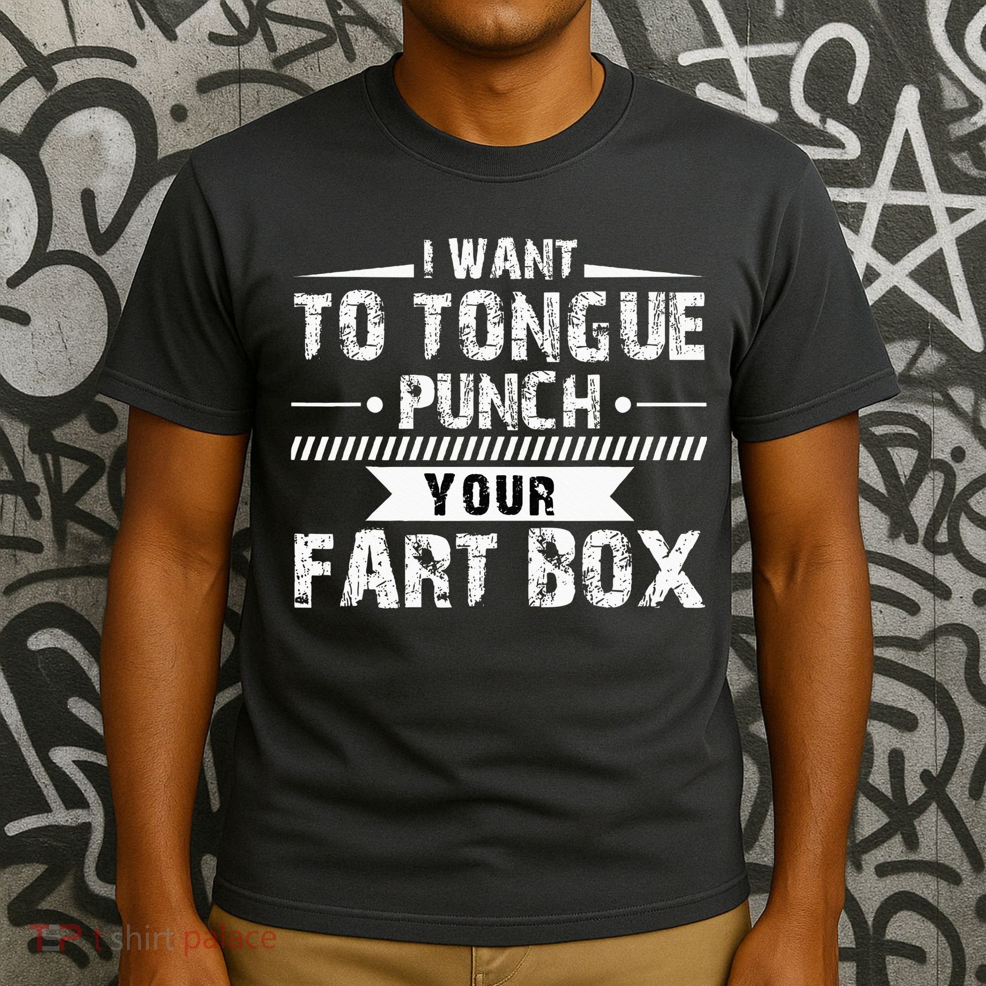 Tongue Punch Fart Box Funny Word Pun Humor Sarcasm Joke Gag T-Shirt