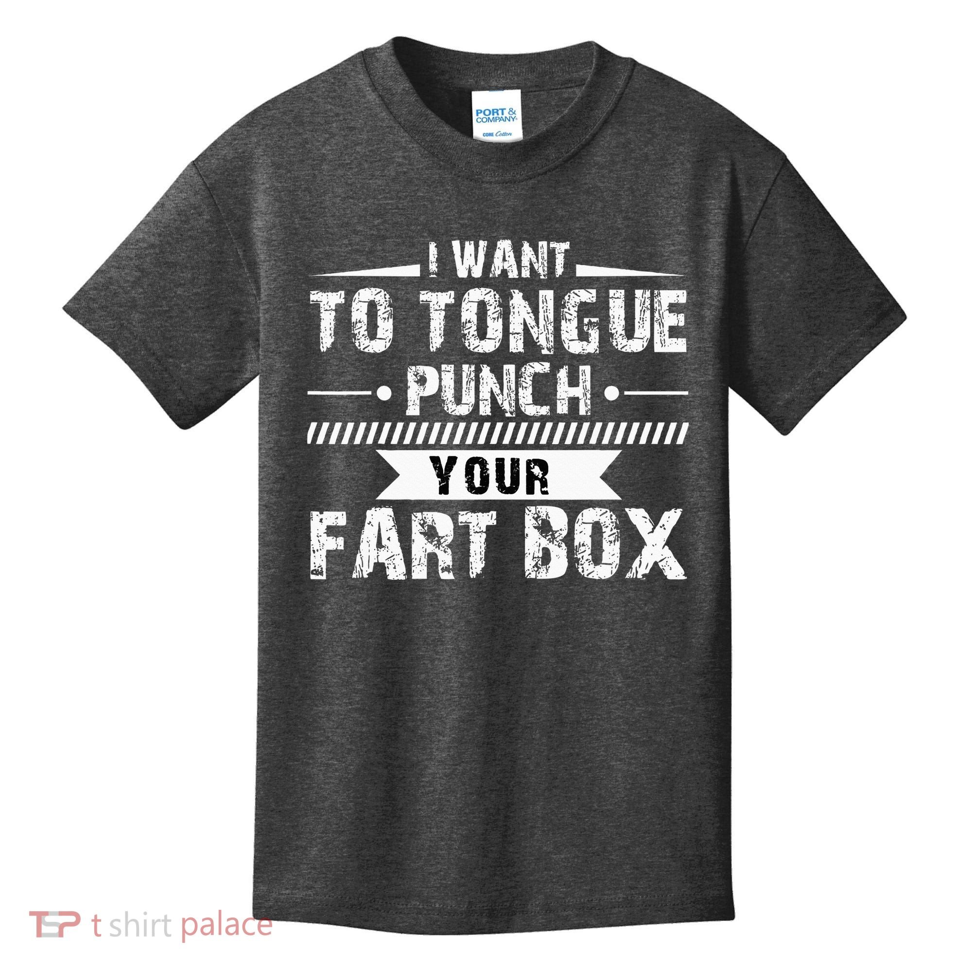Tongue Punch Fart Box Funny Word Pun Humor Sarcasm Joke Gag Kids T-Shirt