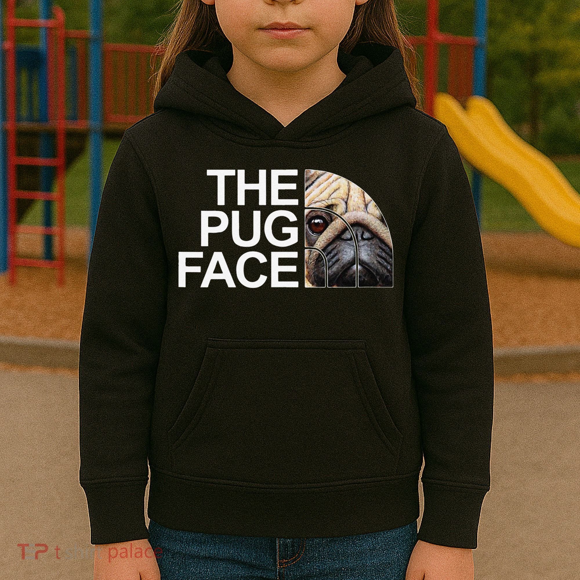 The Pug Face Dog Funny Pug Kids Hoodie
