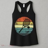 Tennis Player Gifts Retro Sunset Tennis Racquet Ball Coach Women's Tank Top thumb 3