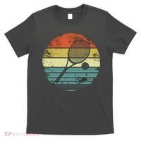 Tennis Player Gifts Retro Sunset Tennis Racquet Ball Coach T-Shirt thumb 0