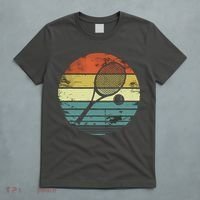 Tennis Player Gifts Retro Sunset Tennis Racquet Ball Coach T-Shirt thumb 5