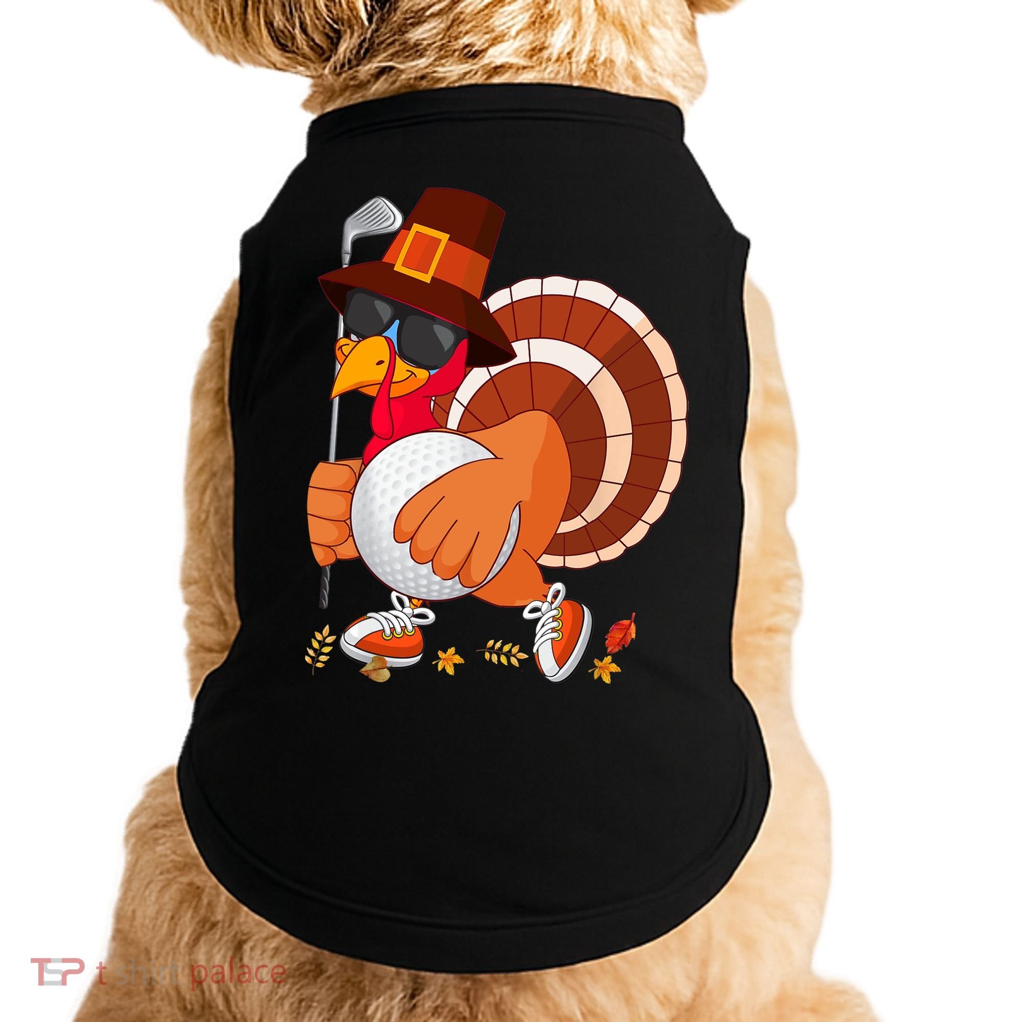 Turkey Playing Golf Thanksgiving Turkey Golf Doggie Tank