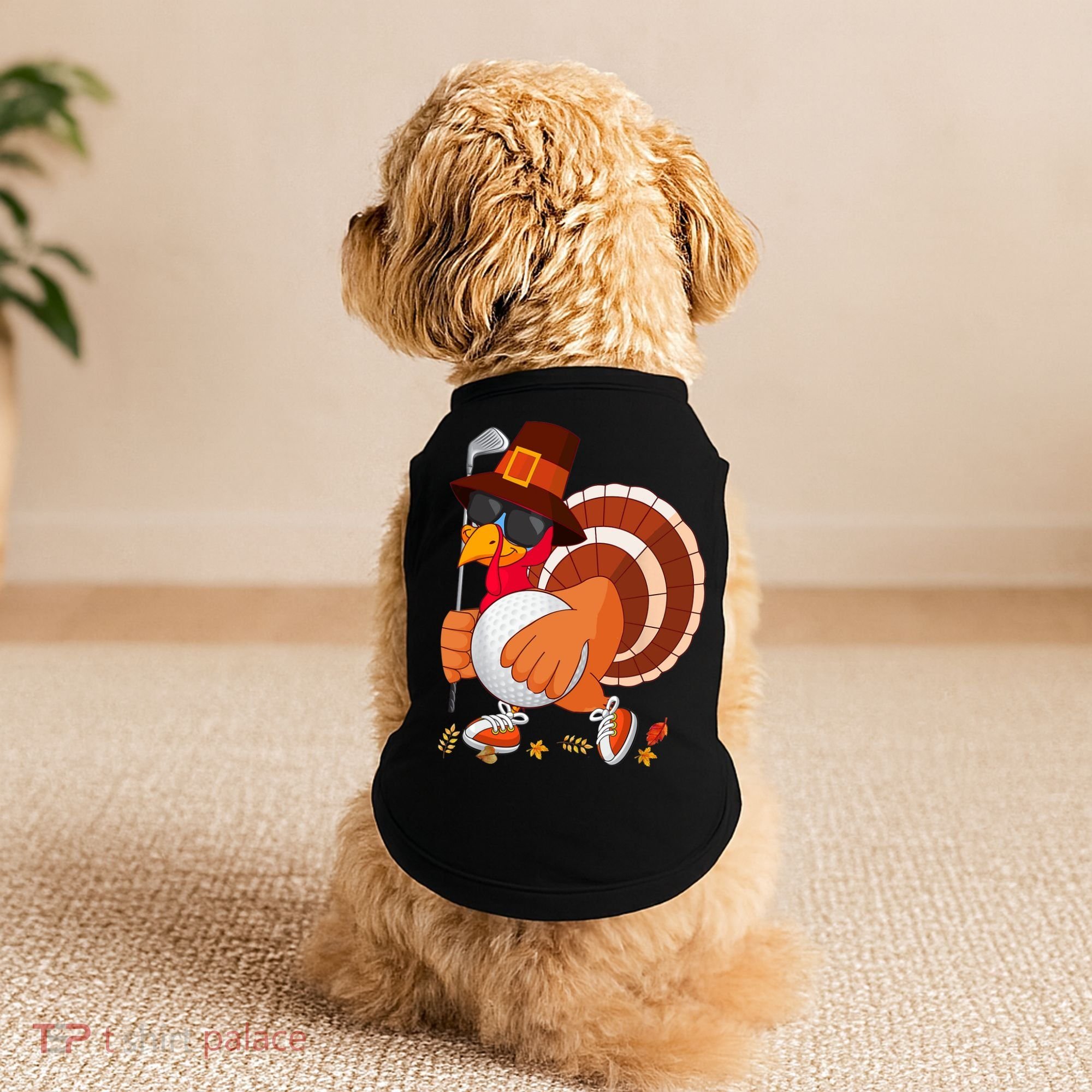 Turkey Playing Golf Thanksgiving Turkey Golf Doggie Tank