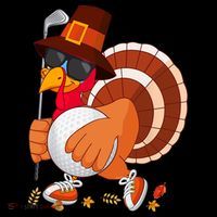 Turkey Playing Golf Thanksgiving Turkey Golf Doggie Tank thumb 4