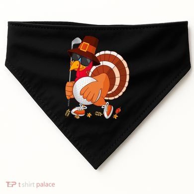 Turkey Playing Golf Thanksgiving Turkey Golf USA-Made Doggie Bandana