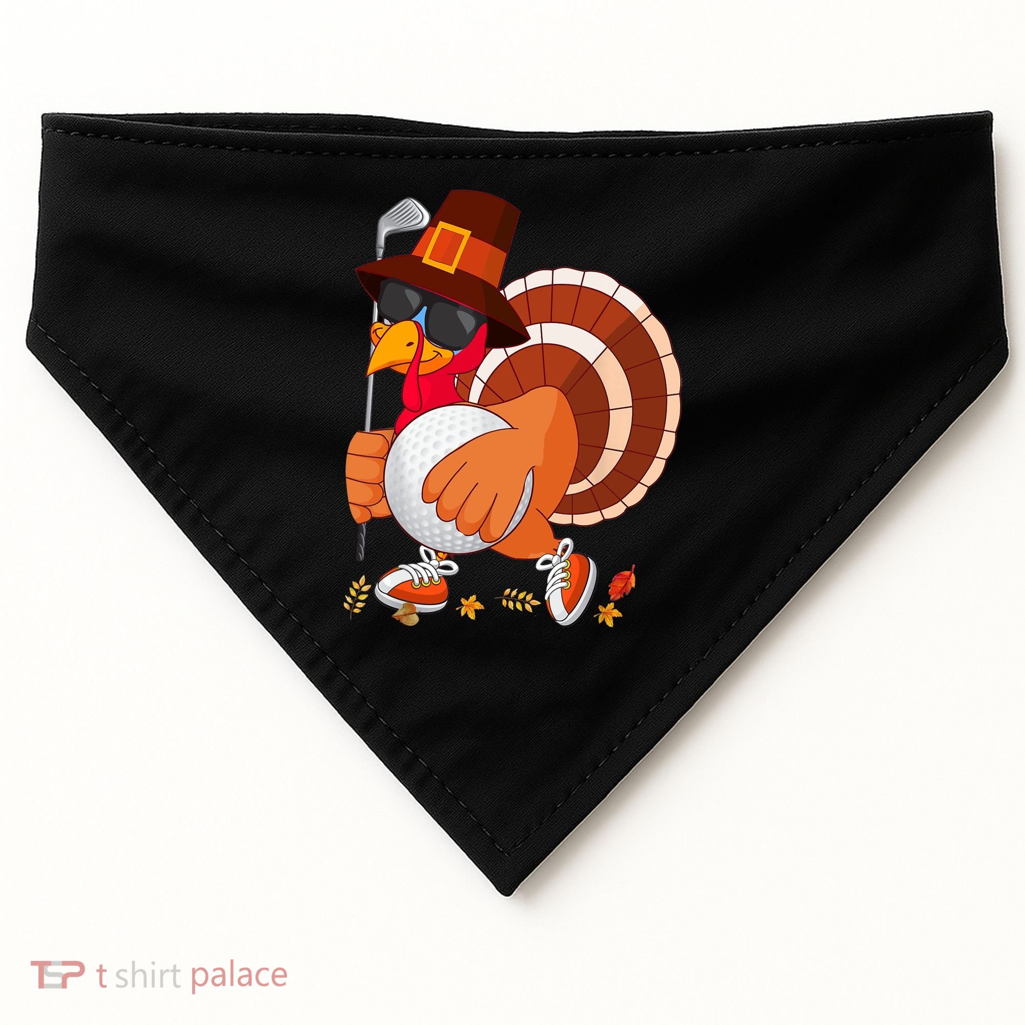 Turkey Playing Golf Thanksgiving Turkey Golf USA-Made Doggie Bandana