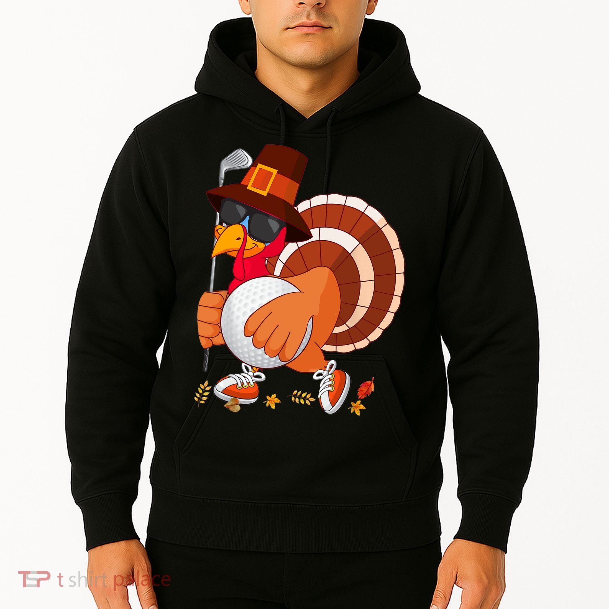 Turkey Playing Golf Thanksgiving Turkey Golf Hoodie