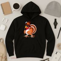 Turkey Playing Golf Thanksgiving Turkey Golf Hoodie thumb 3