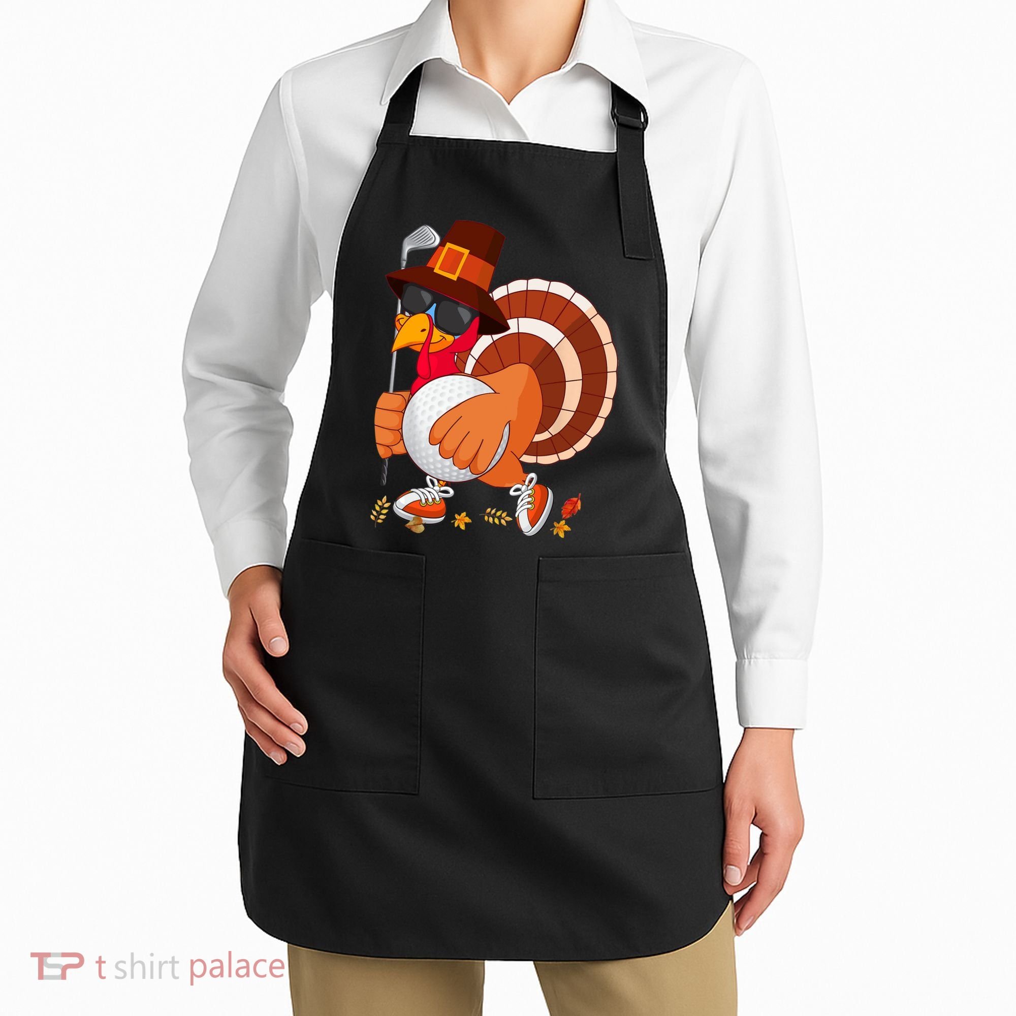 Turkey Playing Golf Thanksgiving Turkey Golf Apron