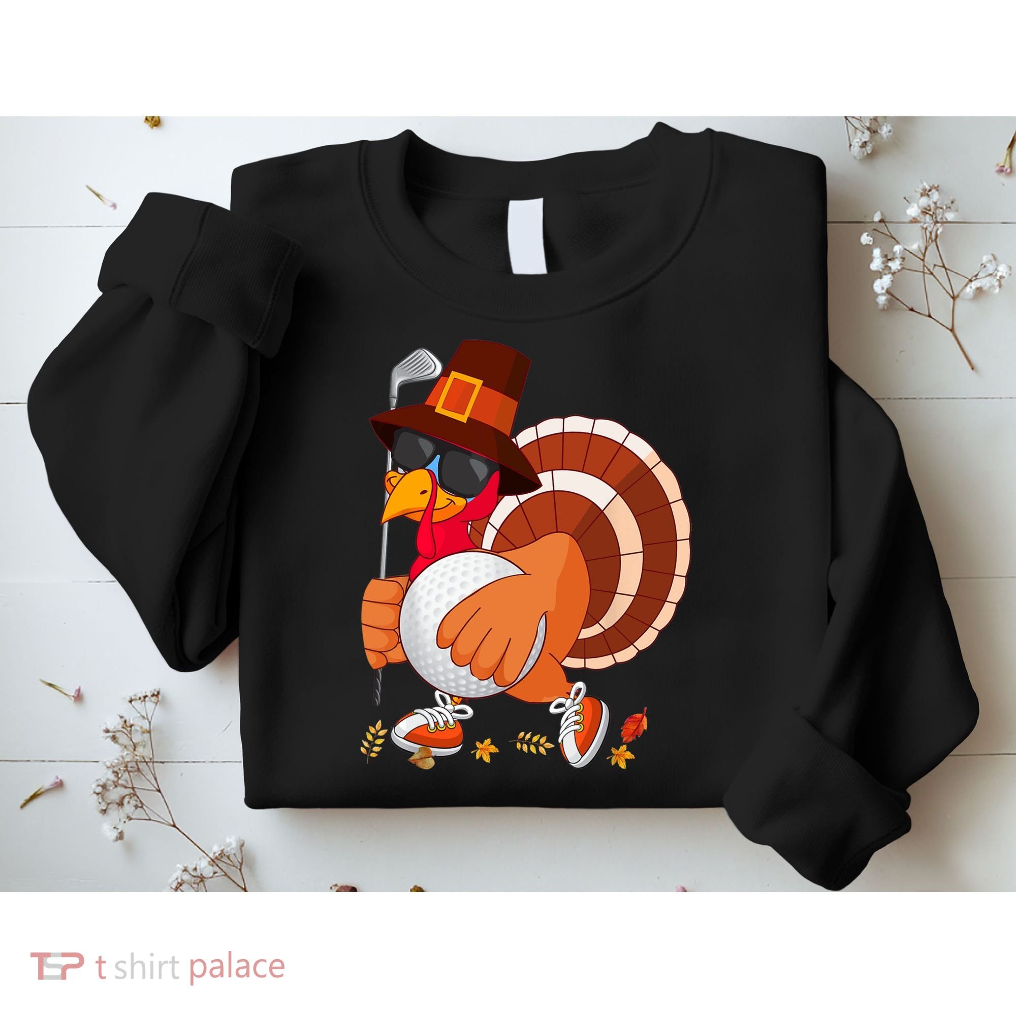 Turkey Playing Golf Thanksgiving Turkey Golf Sweatshirt