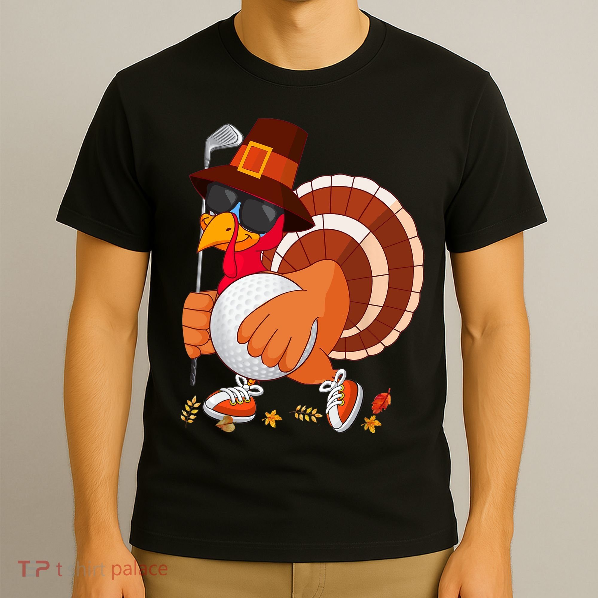 Turkey Playing Golf Thanksgiving Turkey Golf T-Shirt