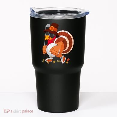 Turkey Playing Golf Thanksgiving Turkey Golf Tumbler