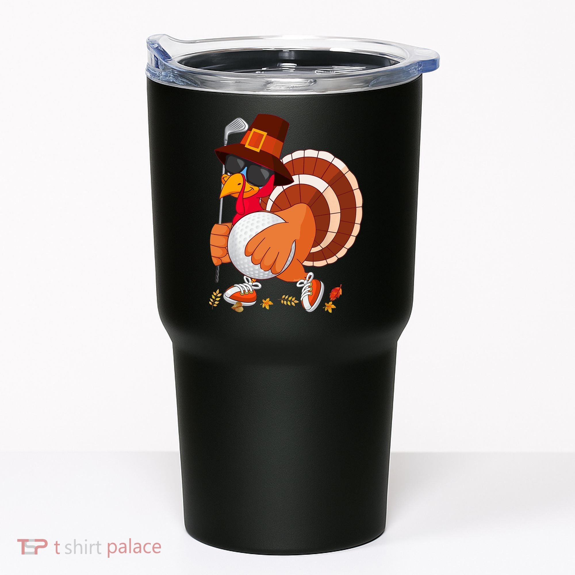 Turkey Playing Golf Thanksgiving Turkey Golf Tumbler