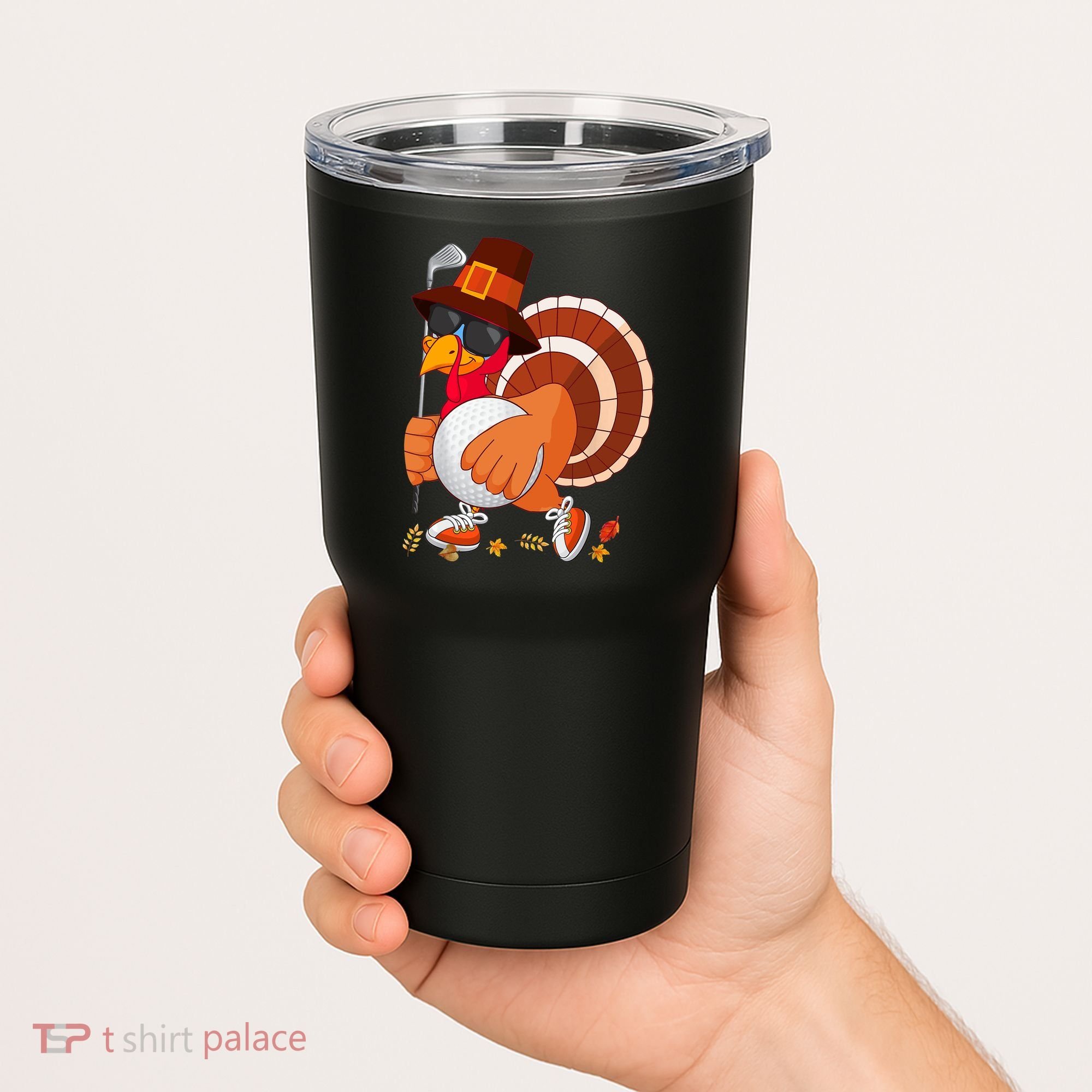 Turkey Playing Golf Thanksgiving Turkey Golf Tumbler