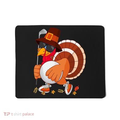 Turkey Playing Golf Thanksgiving Turkey Golf Mousepad