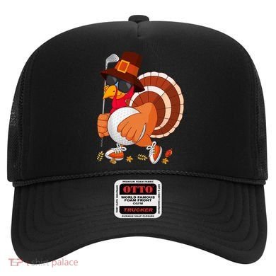 Turkey Playing Golf Thanksgiving Turkey Golf Hat