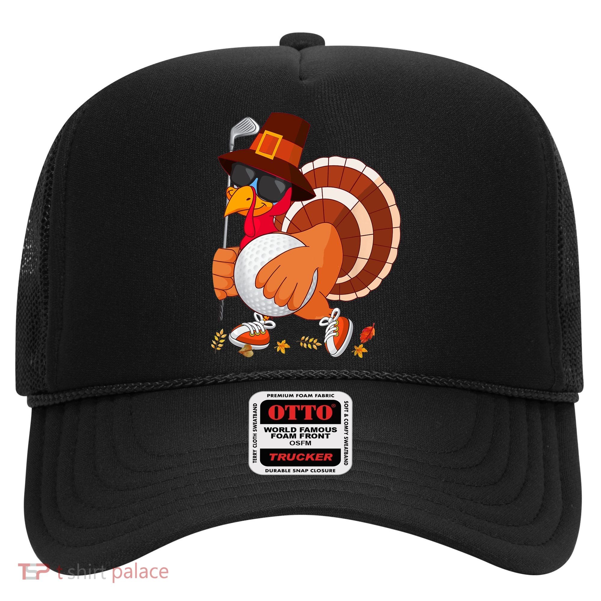 Turkey Playing Golf Thanksgiving Turkey Golf Hat