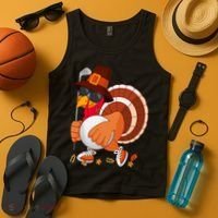Turkey Playing Golf Thanksgiving Turkey Golf Tank Top thumb 4