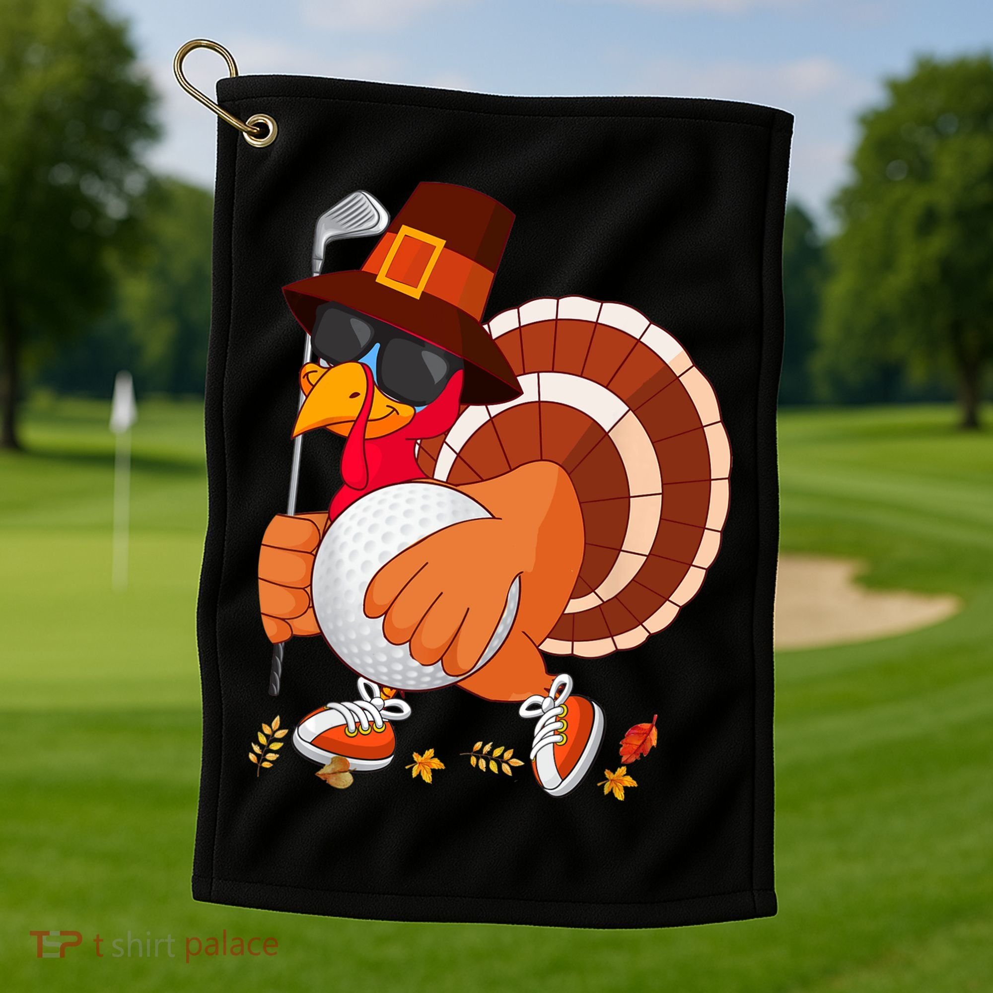 Turkey Playing Golf Thanksgiving Turkey Golf Golf Towel