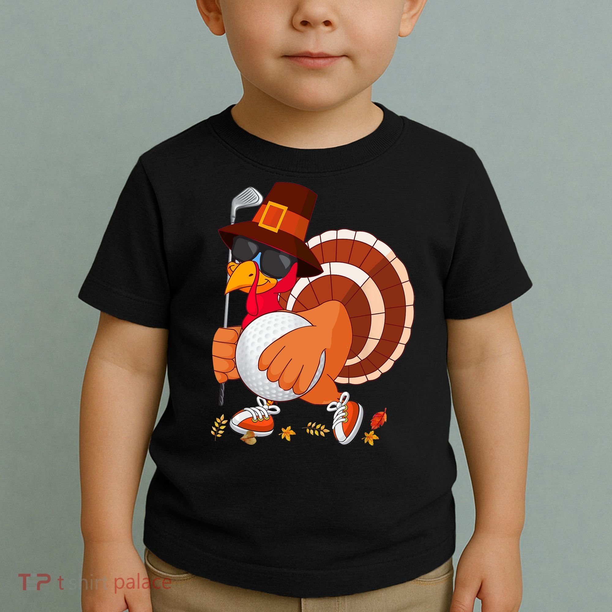 Turkey Playing Golf Thanksgiving Turkey Golf Toddler T-Shirt