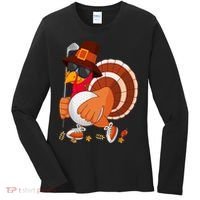 Turkey Playing Golf Thanksgiving Turkey Golf Women's Long Sleeve Shirt thumb 0