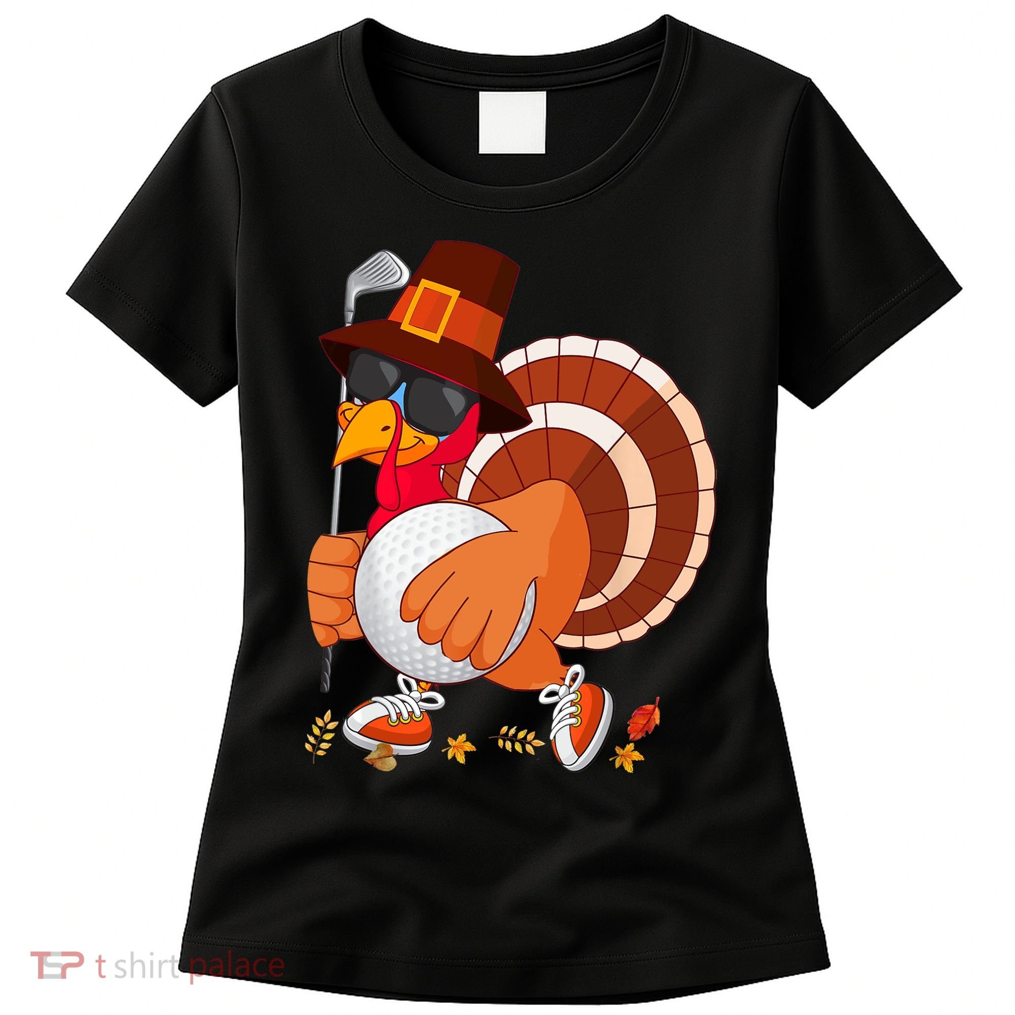 Turkey Playing Golf Thanksgiving Turkey Golf Women's T-Shirt