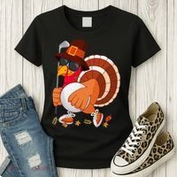 Turkey Playing Golf Thanksgiving Turkey Golf Women's T-Shirt thumb 3