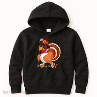 Turkey Playing Golf Thanksgiving Turkey Golf Kids Hoodie thumb 0