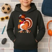 Turkey Playing Golf Thanksgiving Turkey Golf Kids Hoodie thumb 2