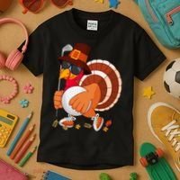 Turkey Playing Golf Thanksgiving Turkey Golf Kids T-Shirt thumb 3