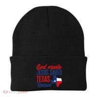 Texas Pride Home God Made Jesus Saved Texas Raised Beanie thumb 0