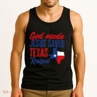 Texas Pride Home God Made Jesus Saved Texas Raised Tank Top thumb 3