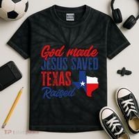 Texas Pride Home God Made Jesus Saved Texas Raised Kids Tie-Dye T-Shirt thumb 2