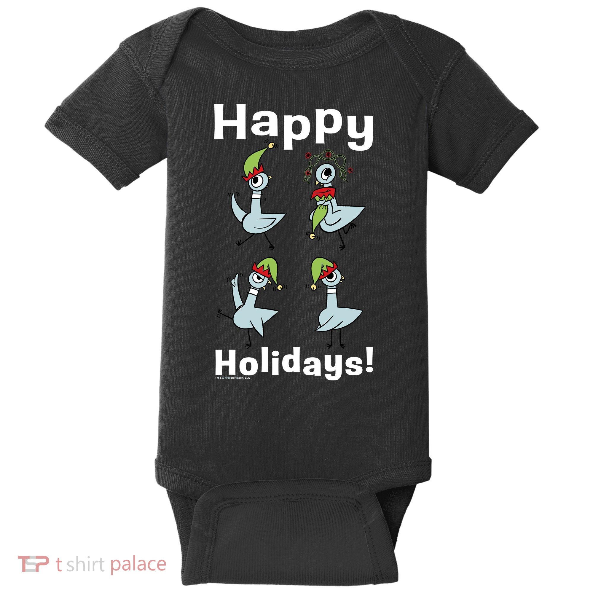 The Pigeon Happy Holidays Christmas Pigeon Baby Bodysuit
