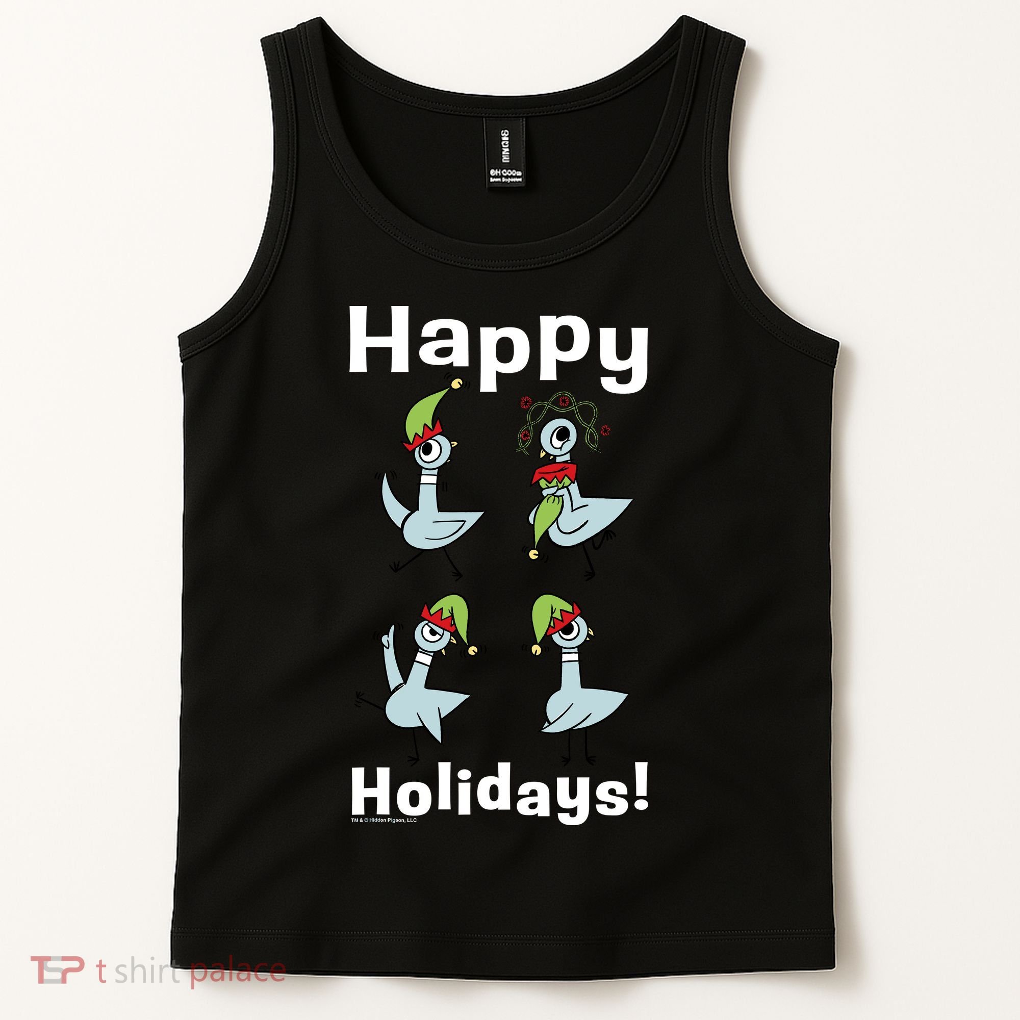 The Pigeon Happy Holidays Christmas Pigeon Tank Top